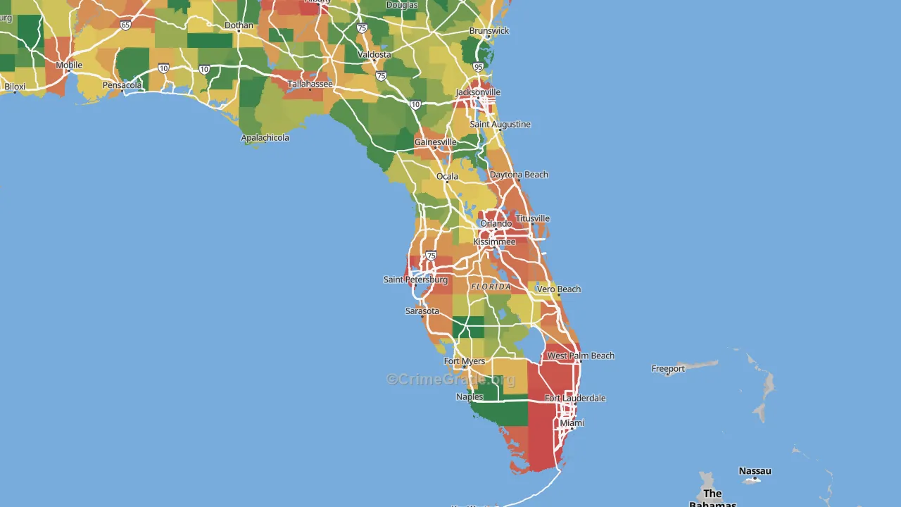Florida Map of Vehicle Theft Rates