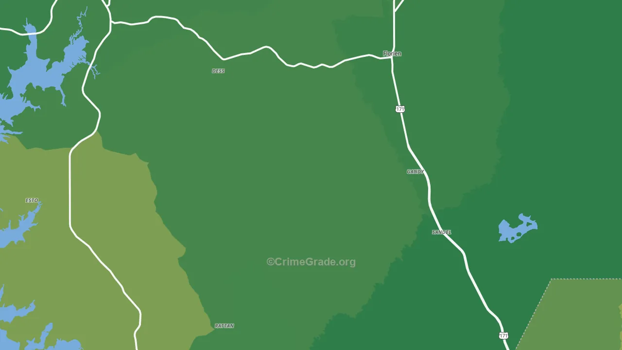 Florien, LA Map of Vehicle Theft Rates