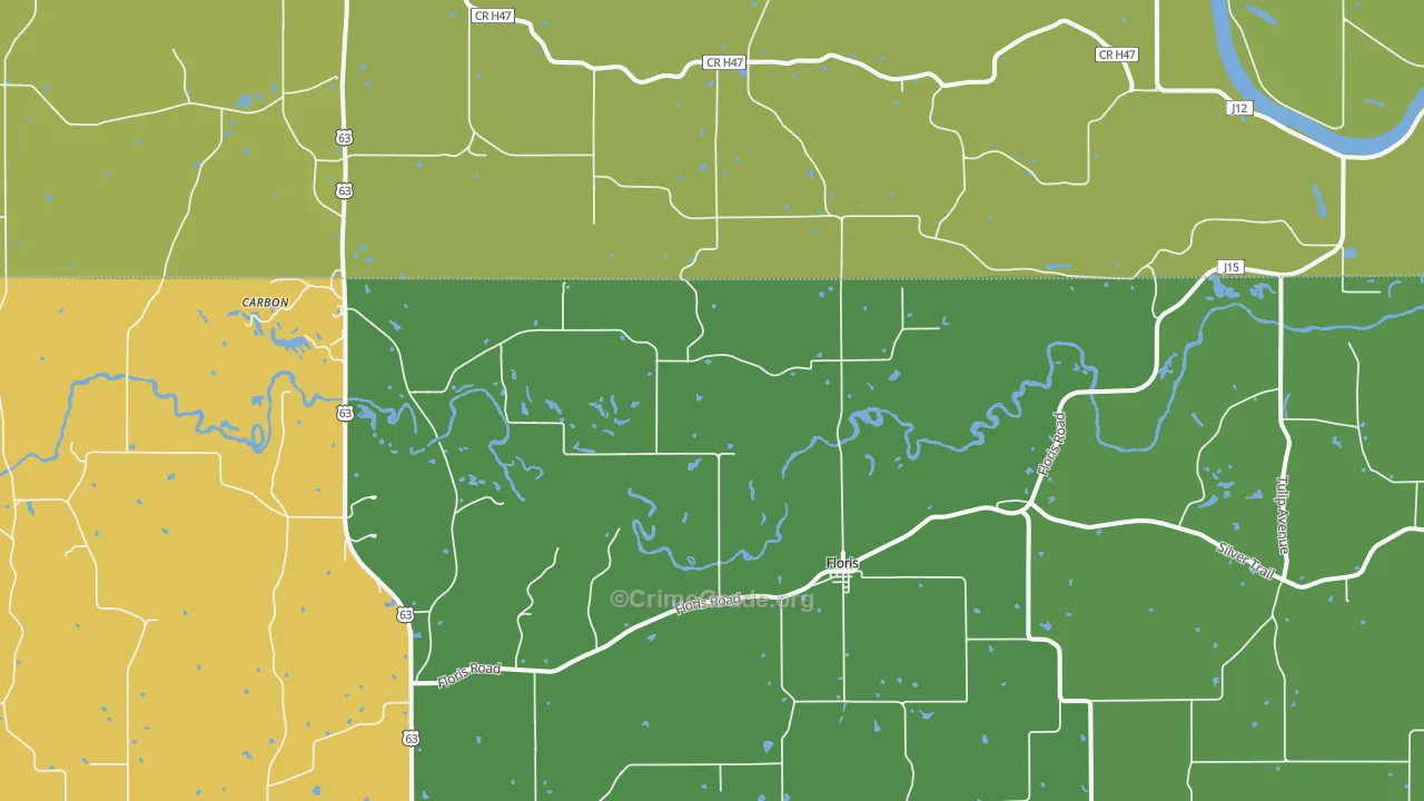 Floris, IA Map of Vehicle Theft Rates