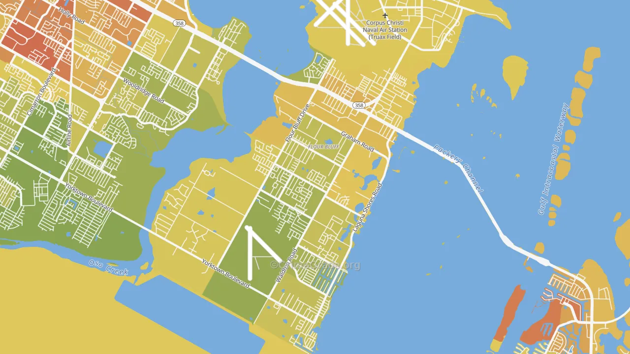 Flour Bluff, Corpus Christi, TX Map of Vehicle Theft Rates