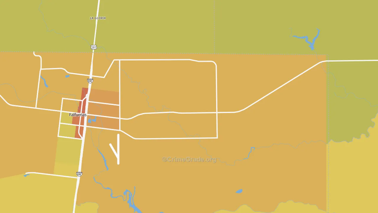 Flowella, TX Map of Vehicle Theft Rates