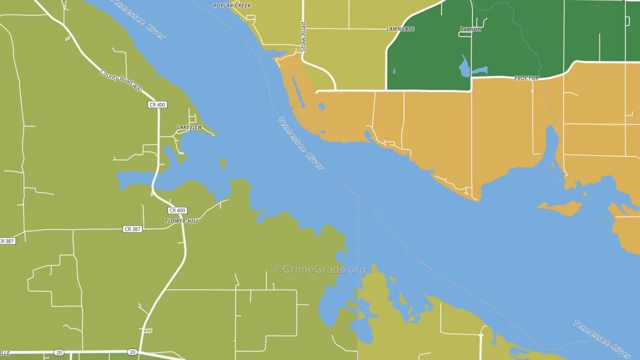 Flower Hill, AL Map of Vehicle Theft Rates