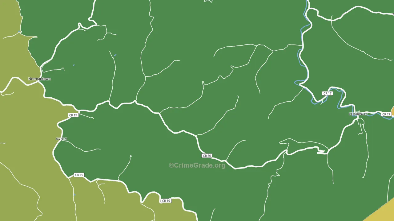 Flower, WV Map of Vehicle Theft Rates