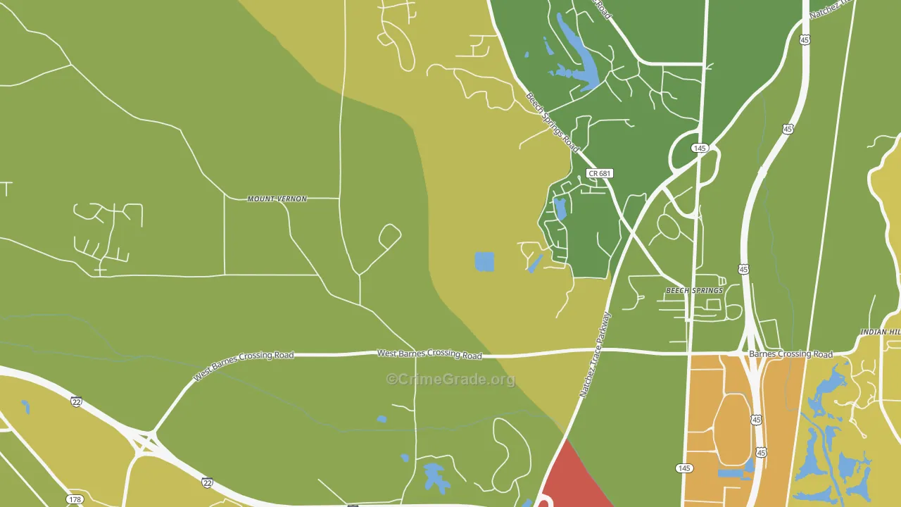 Flowerdale, MS Map of Vehicle Theft Rates
