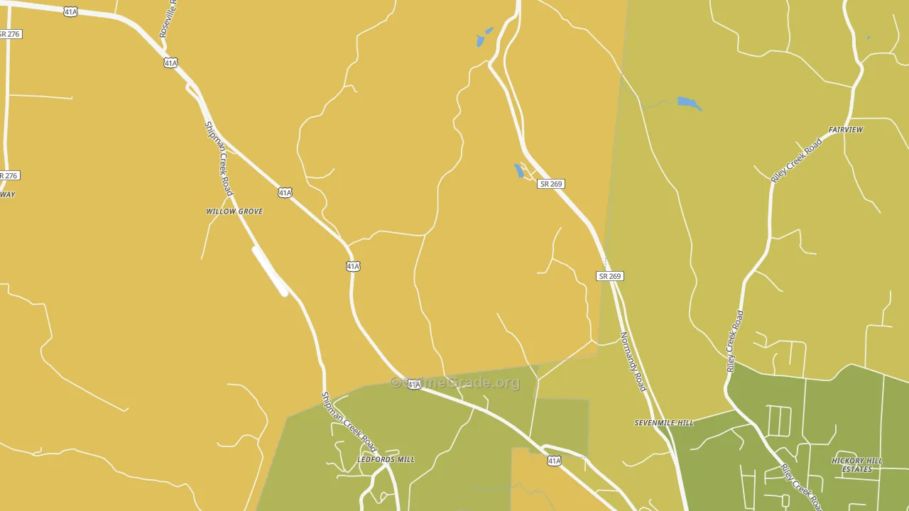 Flowertown, TN Map of Vehicle Theft Rates