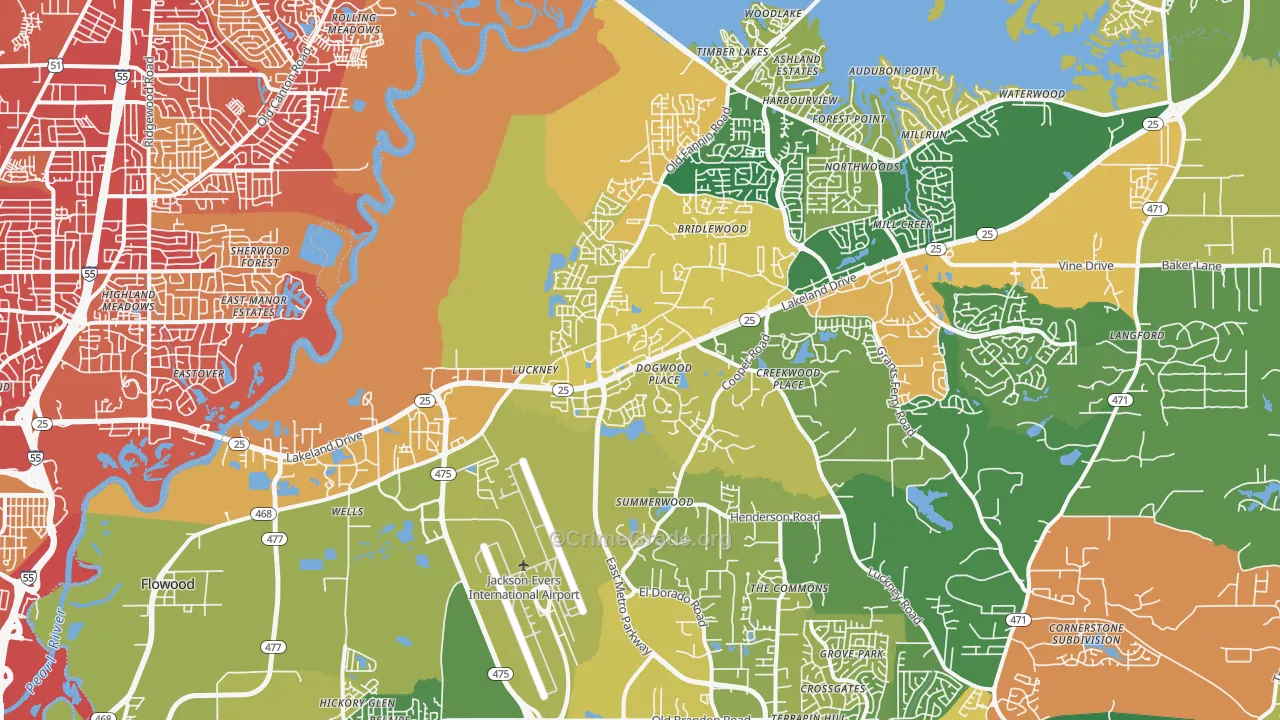 Flowood, MS Map of Vehicle Theft Rates