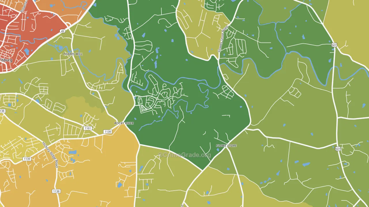 Flows Store, NC Map of Vehicle Theft Rates
