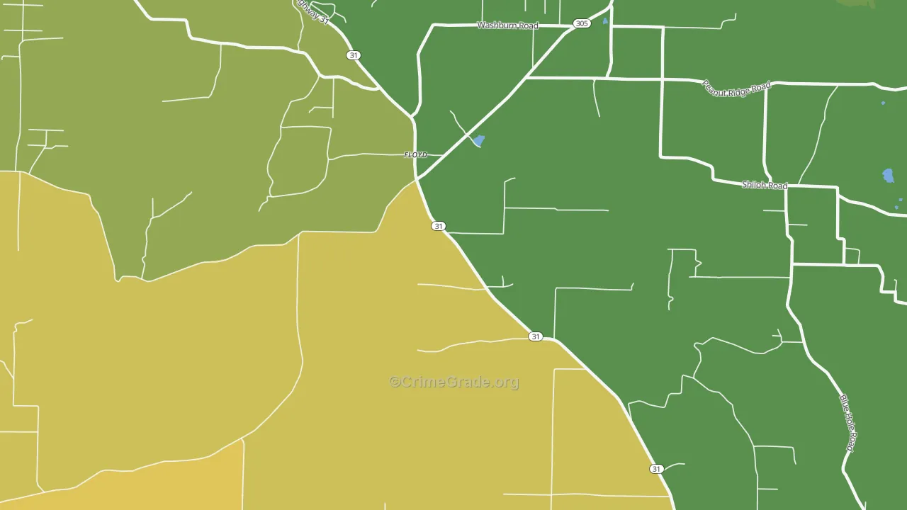 Floyd, AR Map of Vehicle Theft Rates