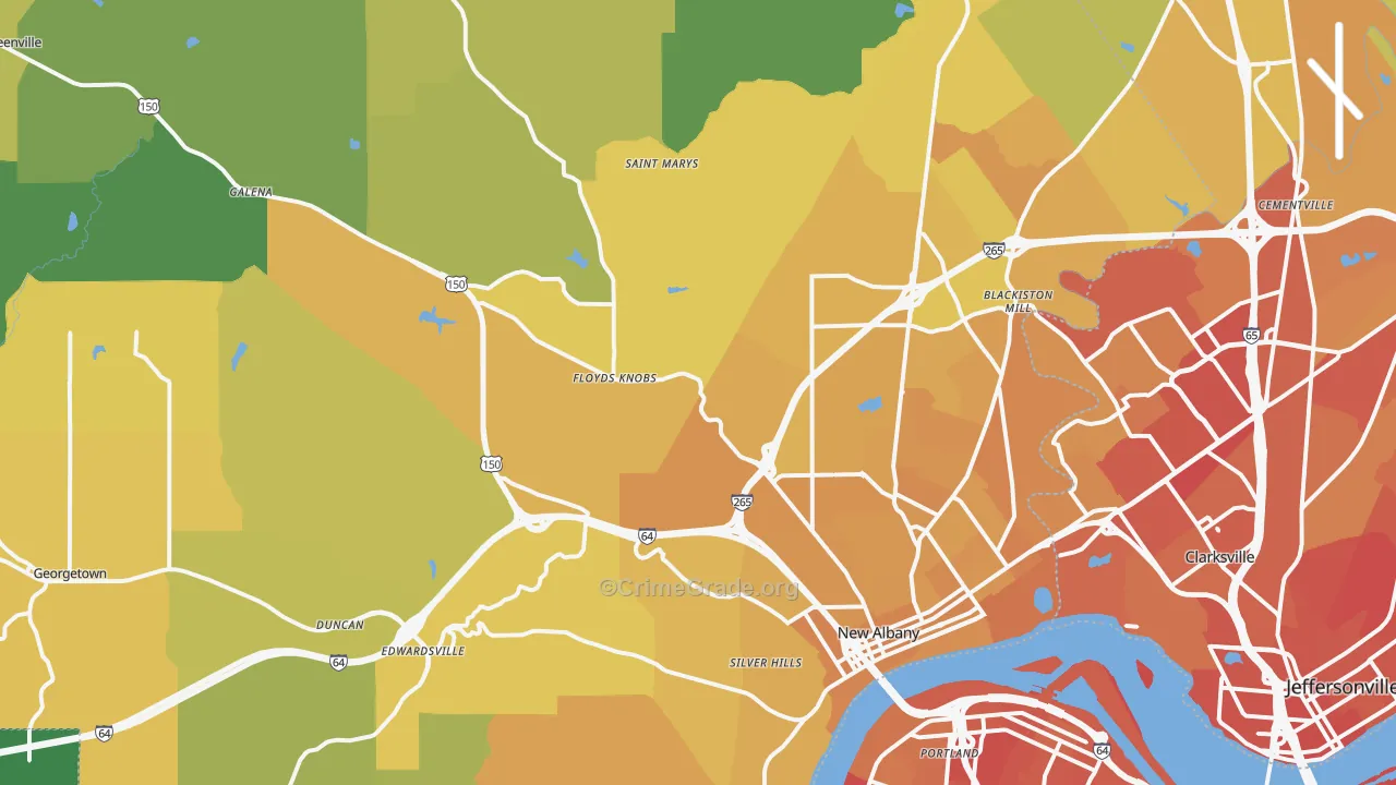 Floyd County, IN Map of Vehicle Theft Rates