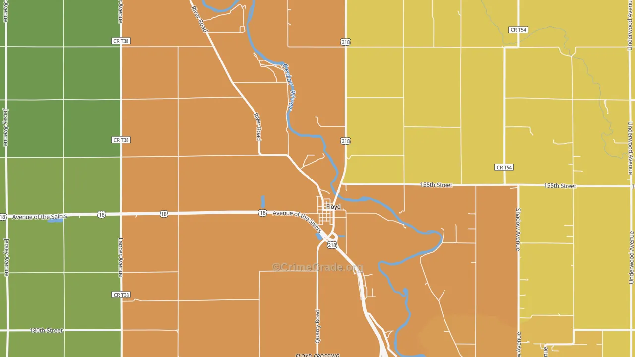 Floyd, IA Map of Vehicle Theft Rates