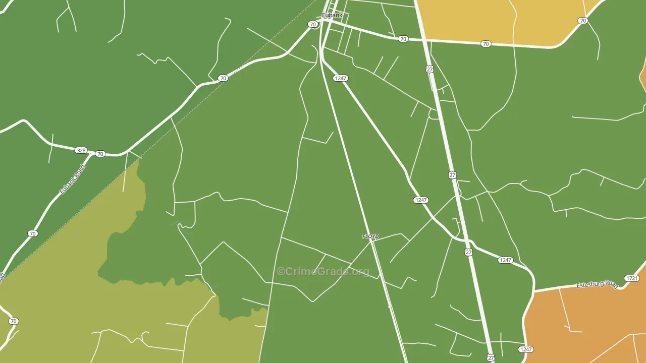Floyd, KY Map of Vehicle Theft Rates