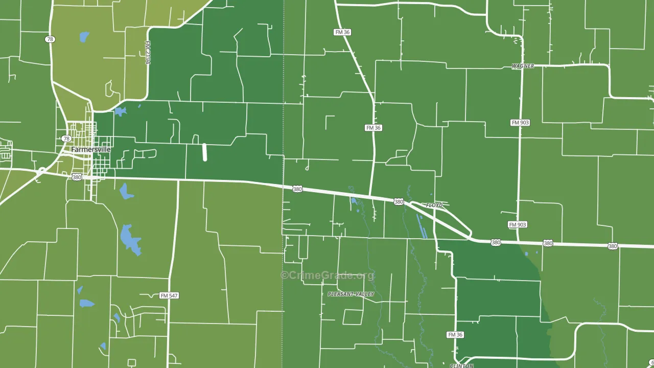 Floyd, TX Map of Vehicle Theft Rates