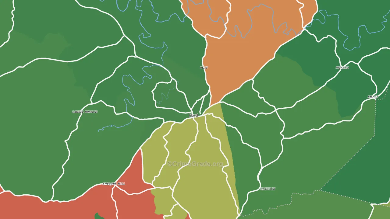 Floyd, VA Map of Vehicle Theft Rates