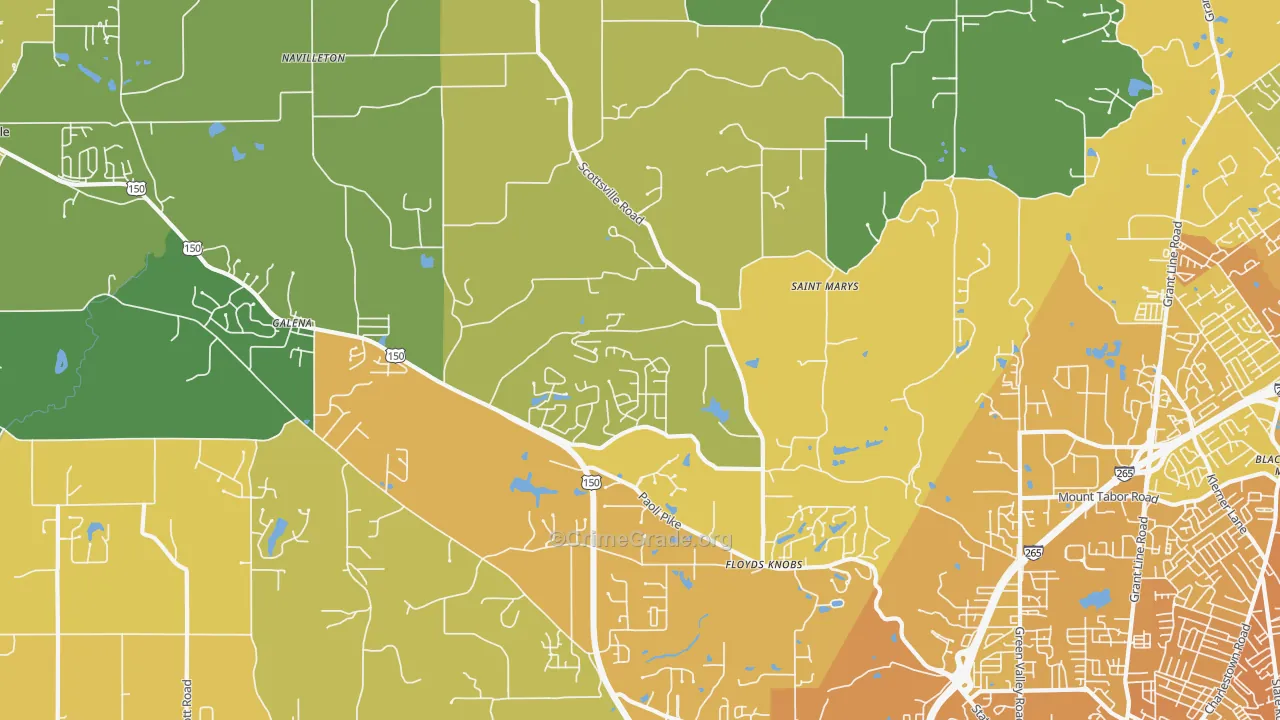 Floyds Knobs, IN Map of Vehicle Theft Rates