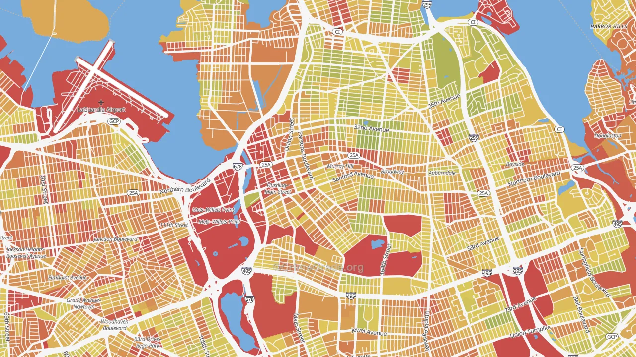 Flushing, Queens, NY Map of Vehicle Theft Rates