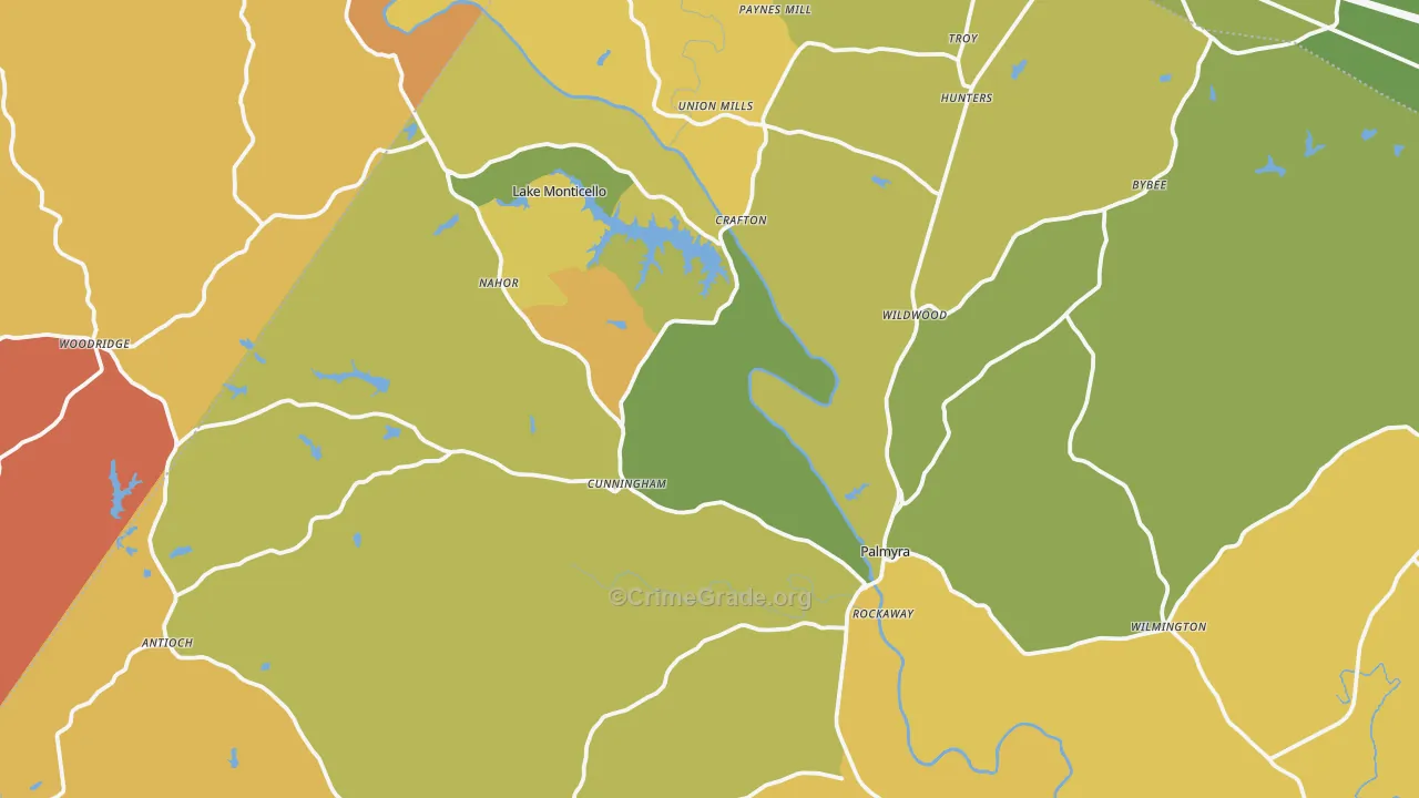 Fluvanna County, VA Map of Vehicle Theft Rates