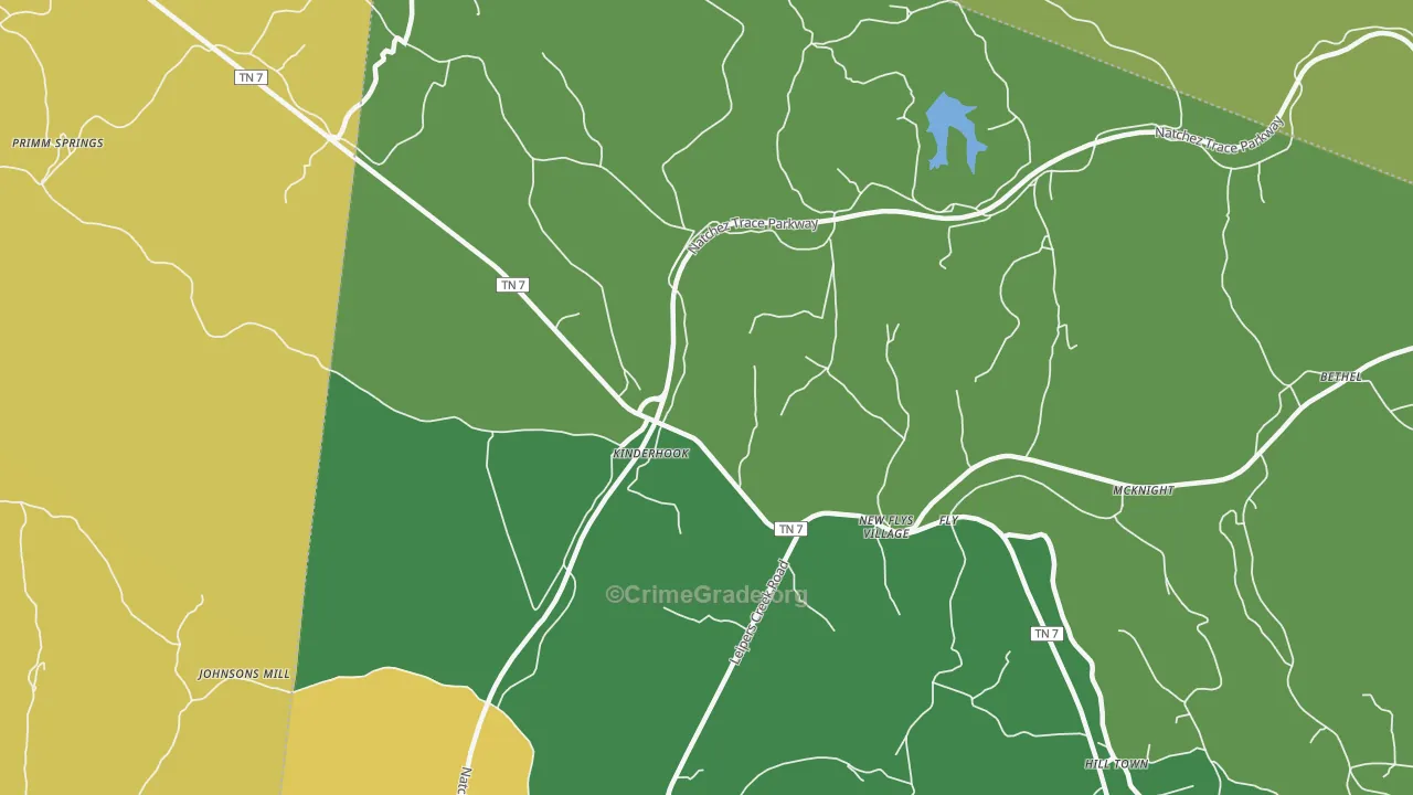 Fly, TN Map of Vehicle Theft Rates