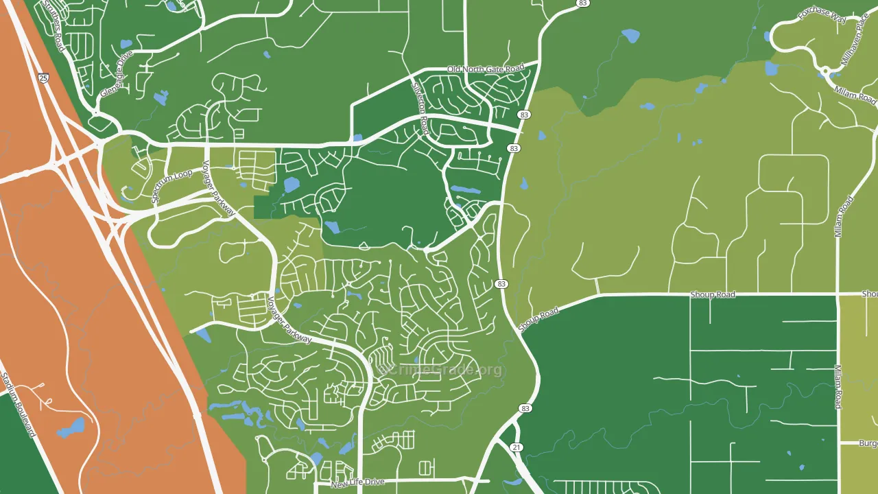 Flying Horse, Colorado Springs, CO Map of Vehicle Theft Rates