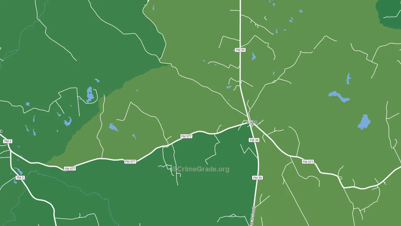 Flynn, TX Map of Vehicle Theft Rates