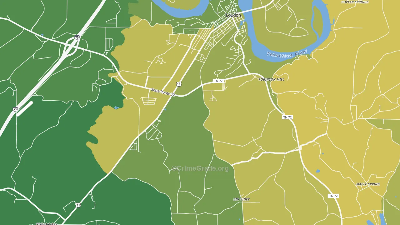 Fochee, TN Map of Vehicle Theft Rates