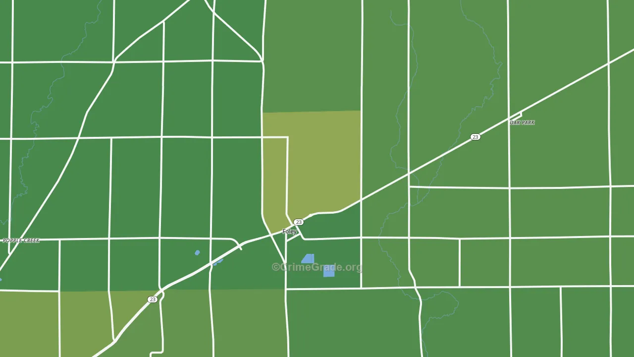 Foley, MN Map of Vehicle Theft Rates