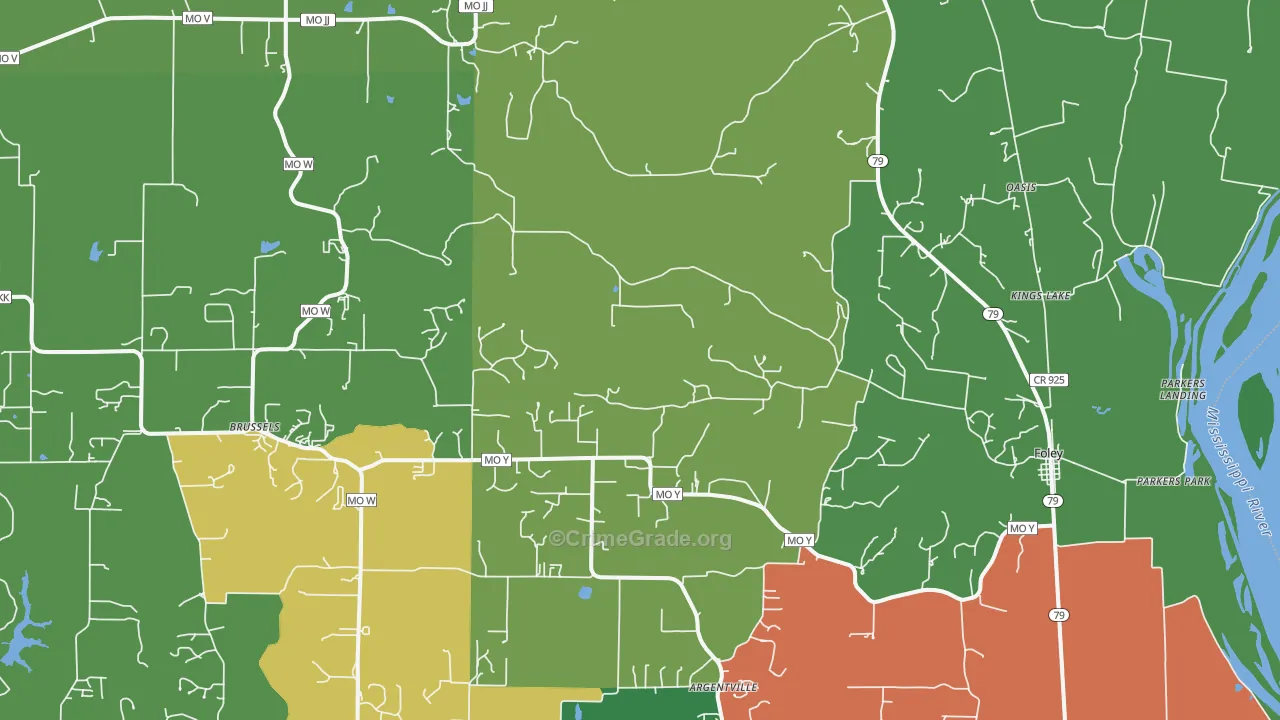 Foley, MO Map of Vehicle Theft Rates