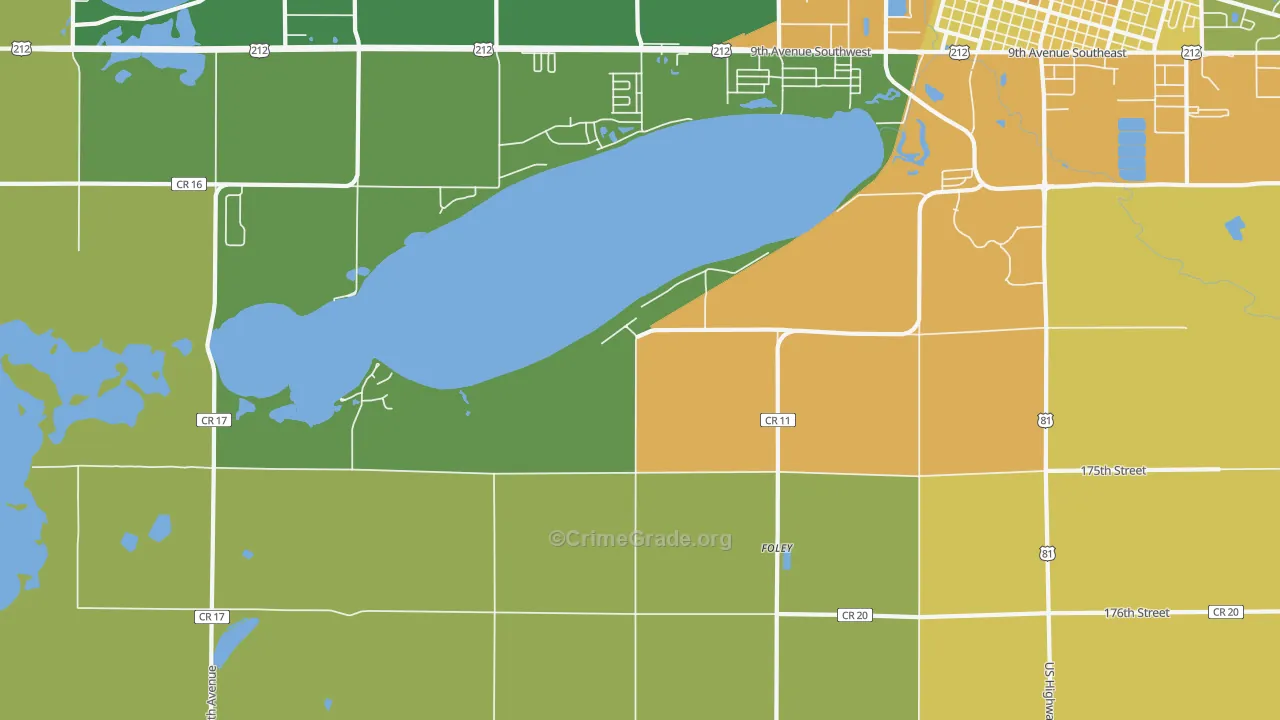 Foley, SD Map of Vehicle Theft Rates