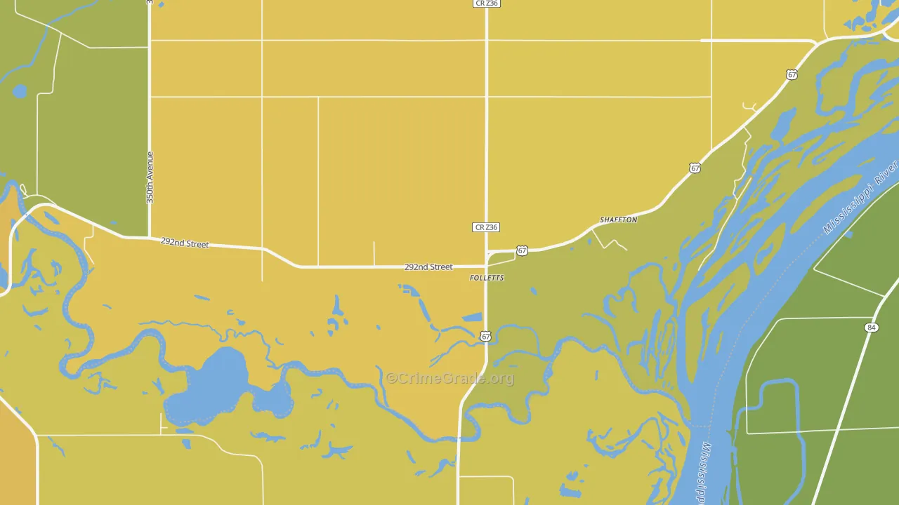 Folletts, IA Map of Vehicle Theft Rates