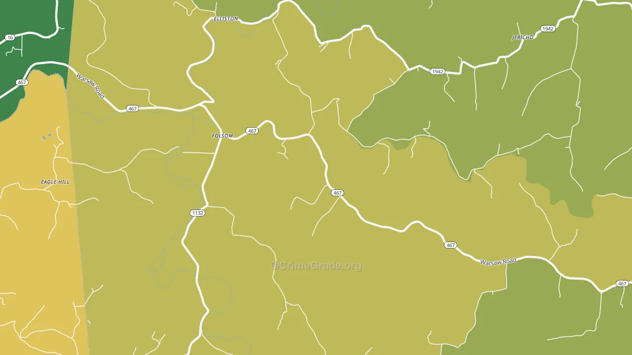 Folsom, KY Map of Vehicle Theft Rates