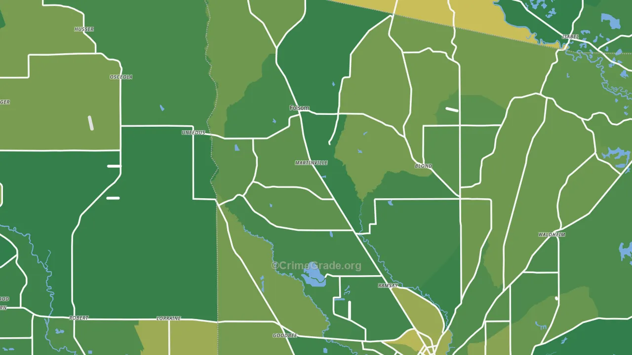 Folsom, LA Map of Vehicle Theft Rates