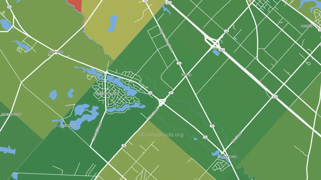 Folsom, NJ Map of Vehicle Theft Rates