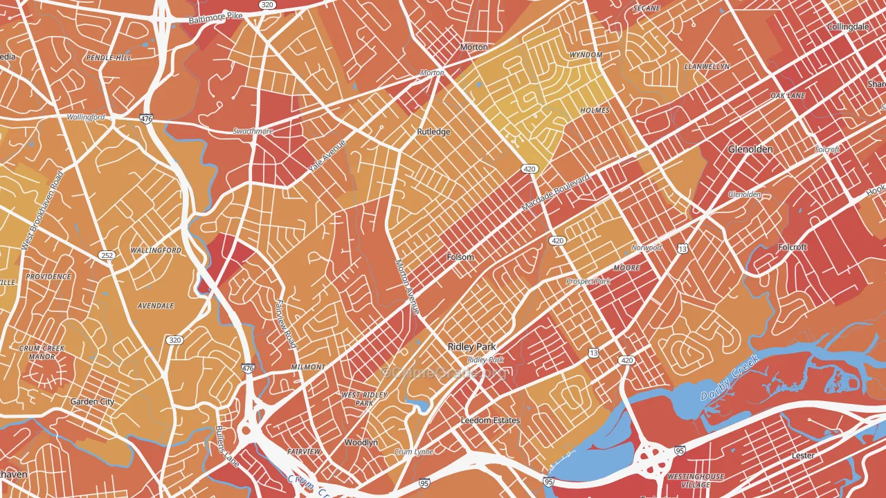 Folsom, PA Map of Vehicle Theft Rates