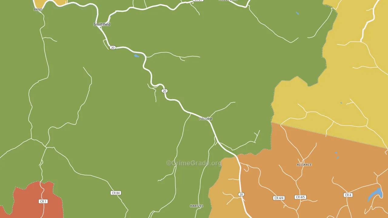Folsom, WV Map of Vehicle Theft Rates