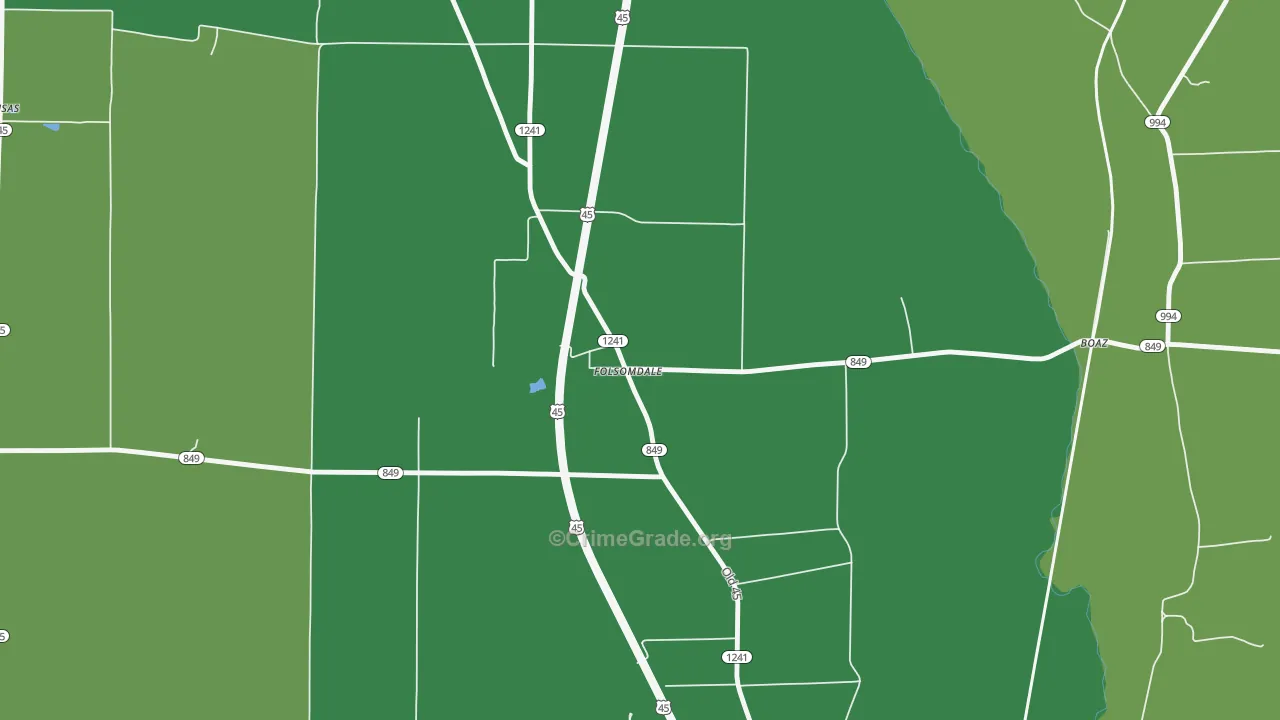 Folsomdale, KY Map of Vehicle Theft Rates