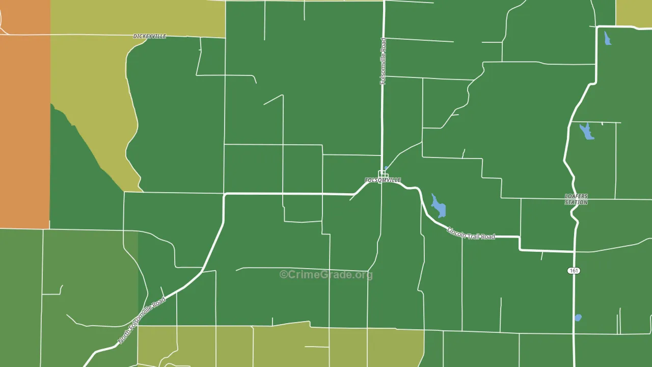 Folsomville, IN Map of Vehicle Theft Rates