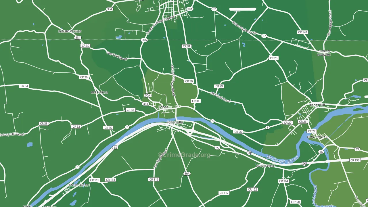 Fonda, NY Map of Vehicle Theft Rates
