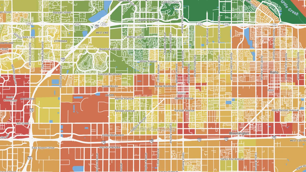 Fontana, CA Map of Vehicle Theft Rates