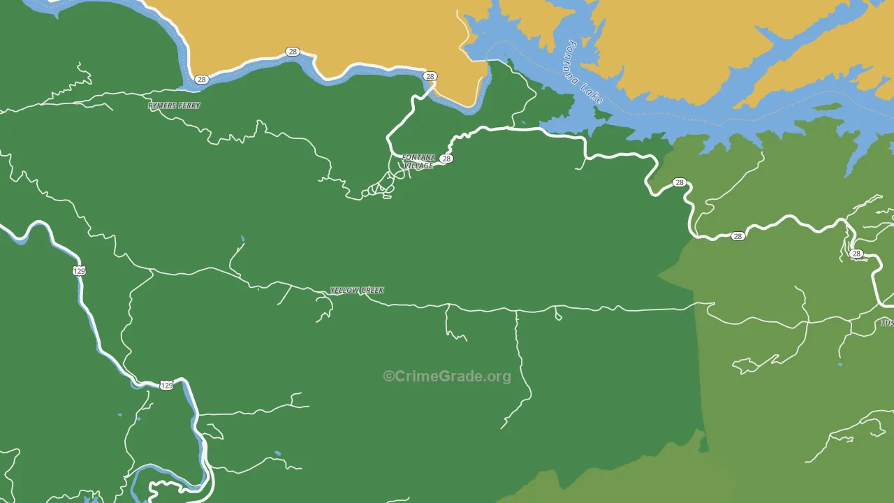 Fontana Dam, NC Map of Vehicle Theft Rates