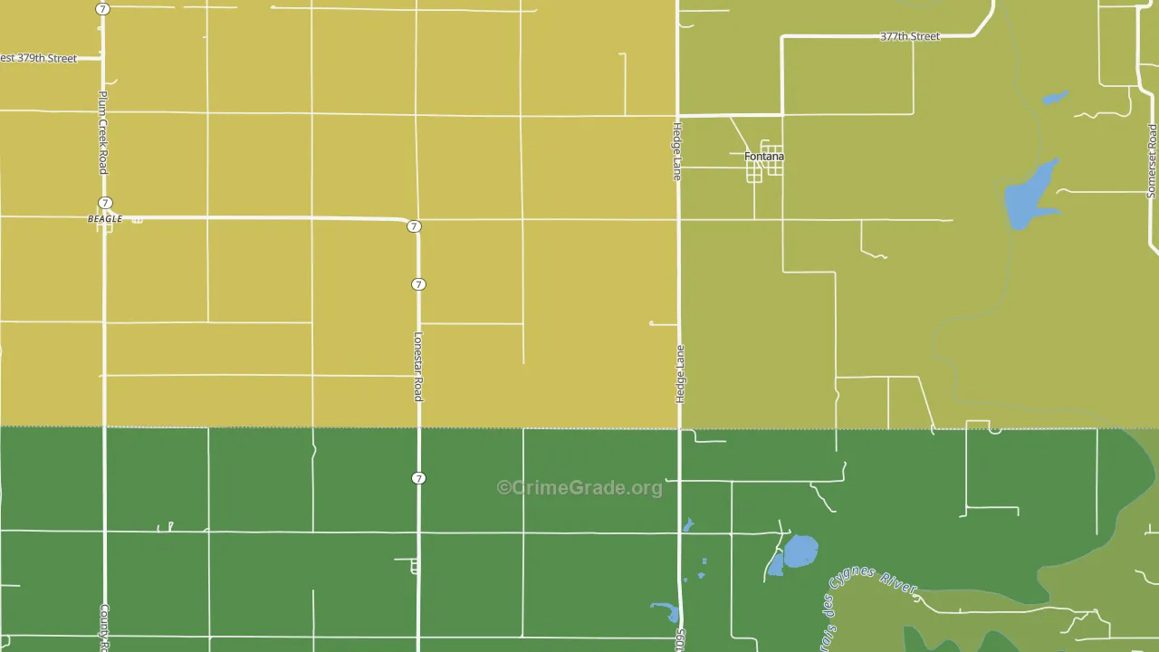 Fontana, KS Map of Vehicle Theft Rates