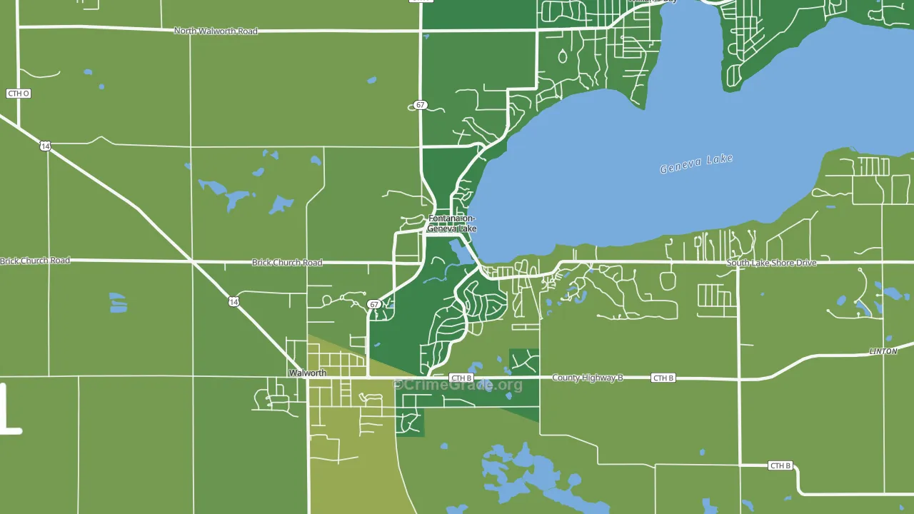 Fontana-on-Geneva Lake, WI Map of Vehicle Theft Rates