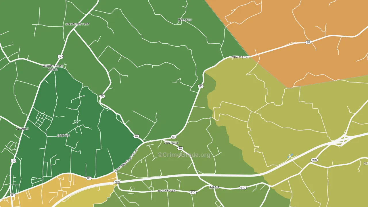 Fonthill, KY Map of Vehicle Theft Rates