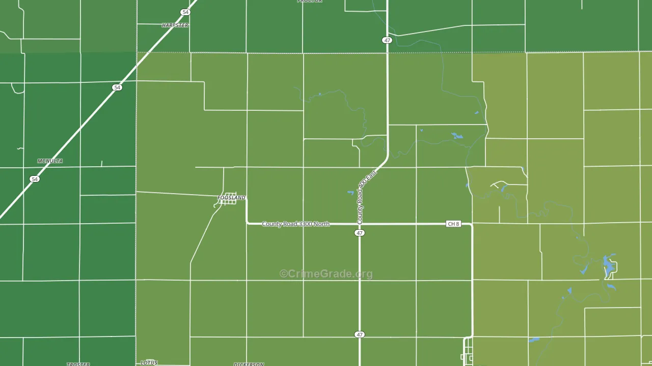 Foosland, IL Map of Vehicle Theft Rates