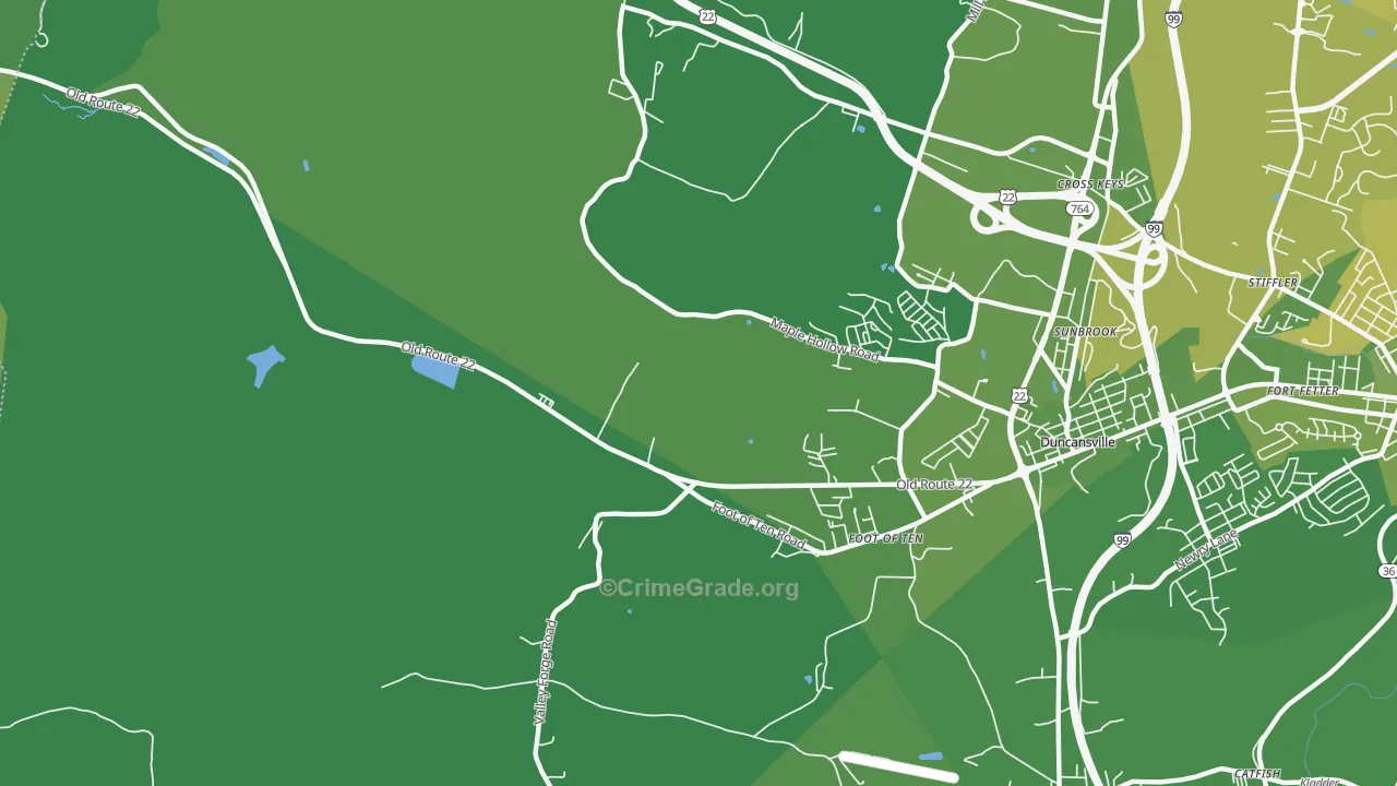 Foot of Ten, PA Map of Vehicle Theft Rates