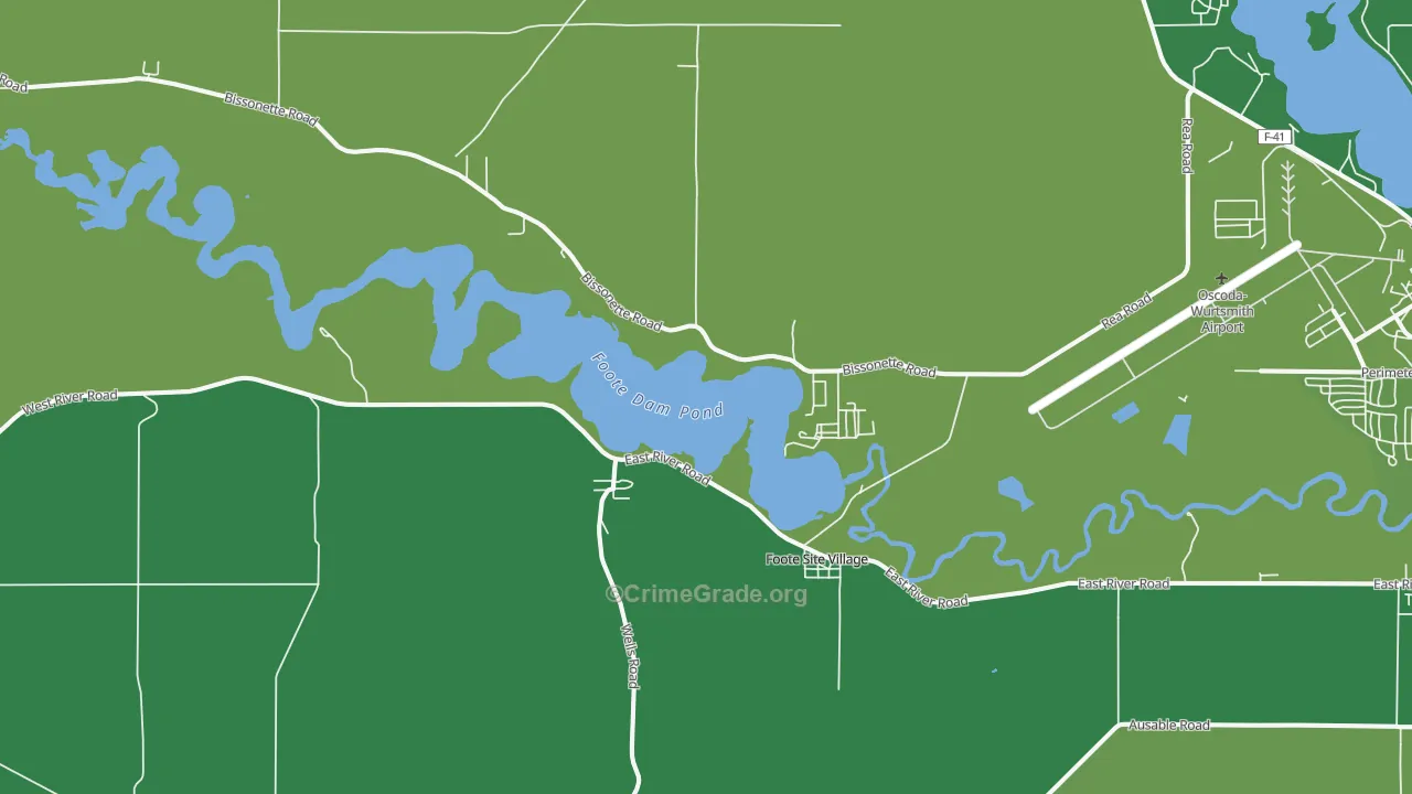 Foote Site Village, MI Map of Vehicle Theft Rates