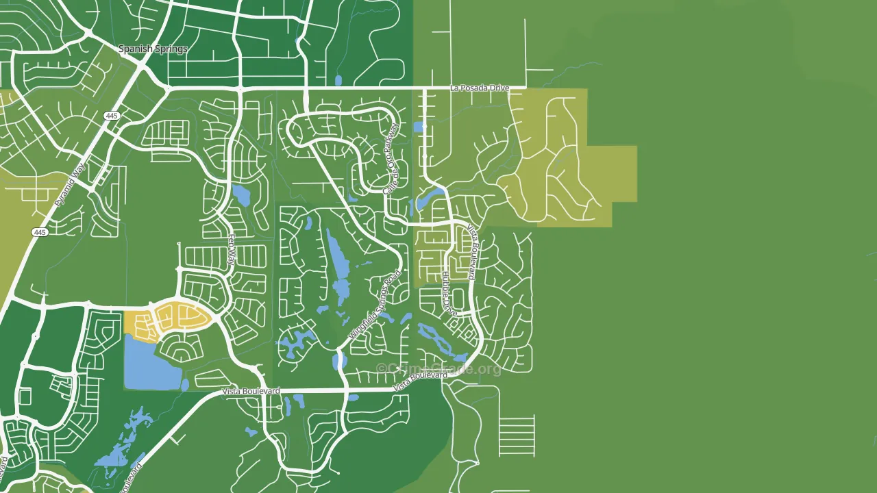 Foothill Meadows, Sparks, NV Map of Vehicle Theft Rates