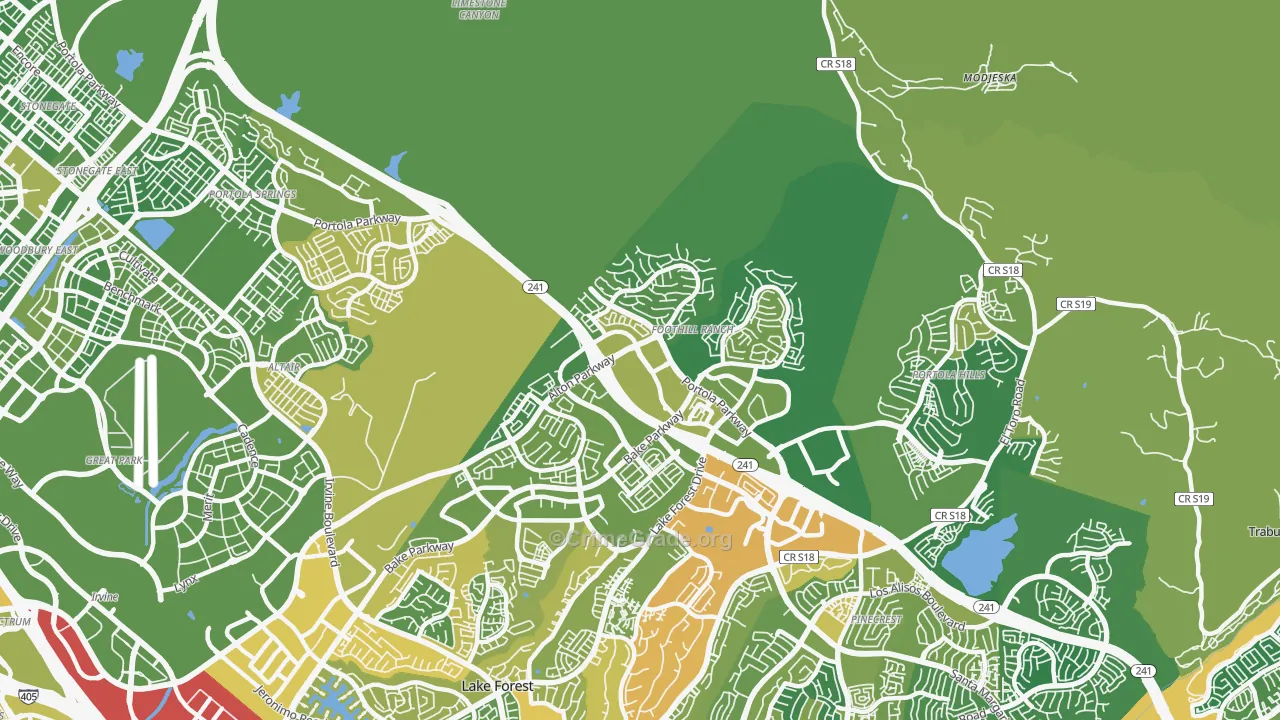 Foothill Ranch, CA Map of Vehicle Theft Rates