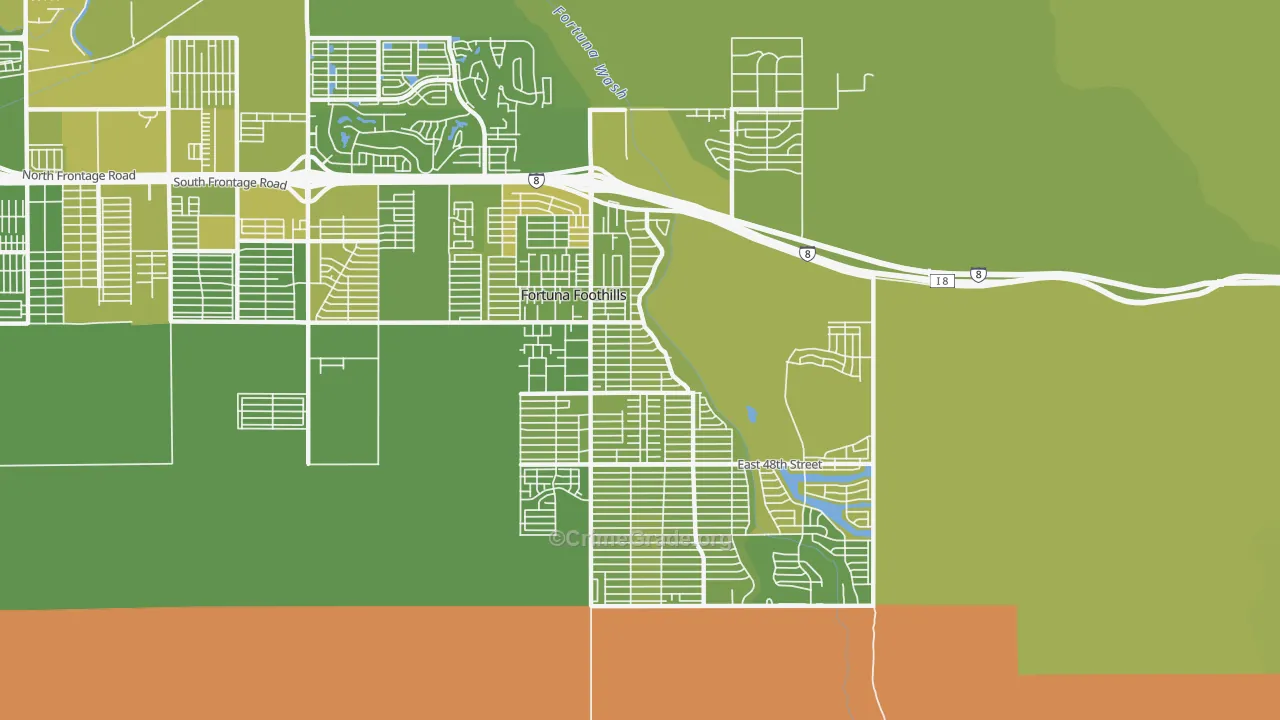 Foothills, Fortuna Foothills, AZ Map of Vehicle Theft Rates