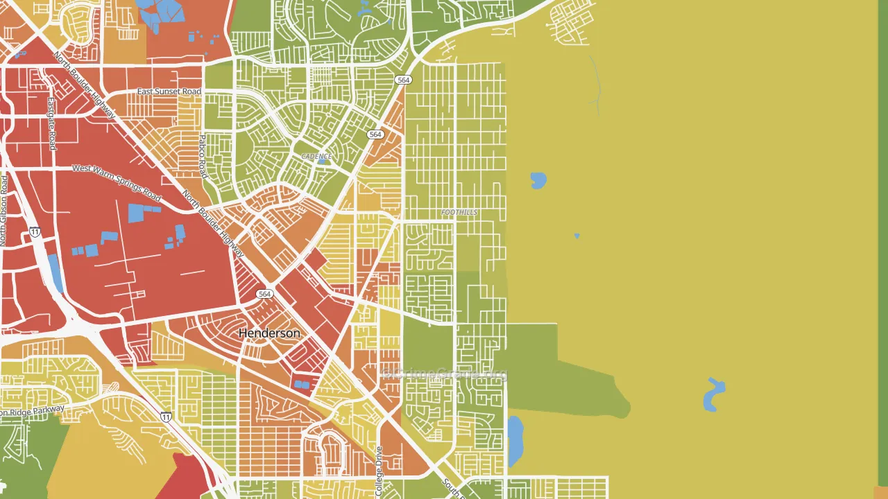 Foothills, Henderson, NV Map of Vehicle Theft Rates