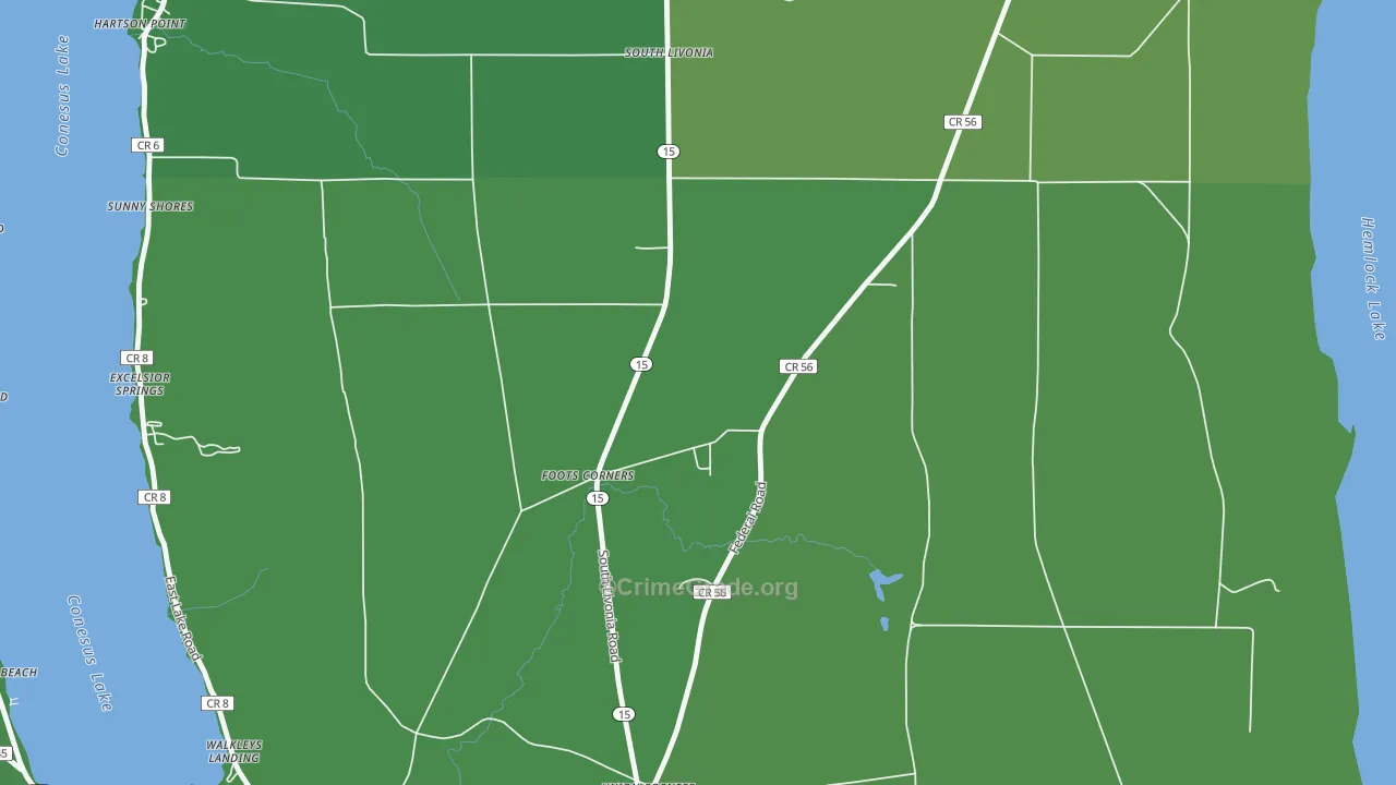 Foots Corners, NY Map of Vehicle Theft Rates