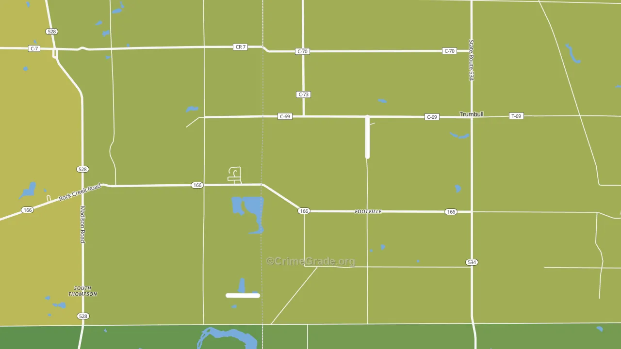 Footville, OH Map of Vehicle Theft Rates